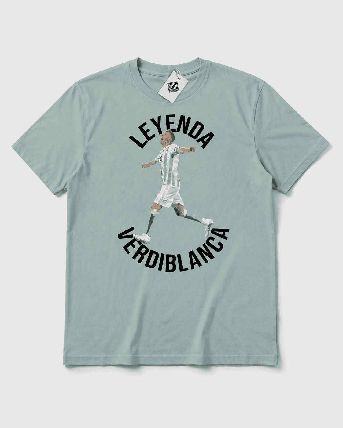 Camiseta Leyenda Verdiblanca de TAJOURBN en color Verde salvia, vista frontal.